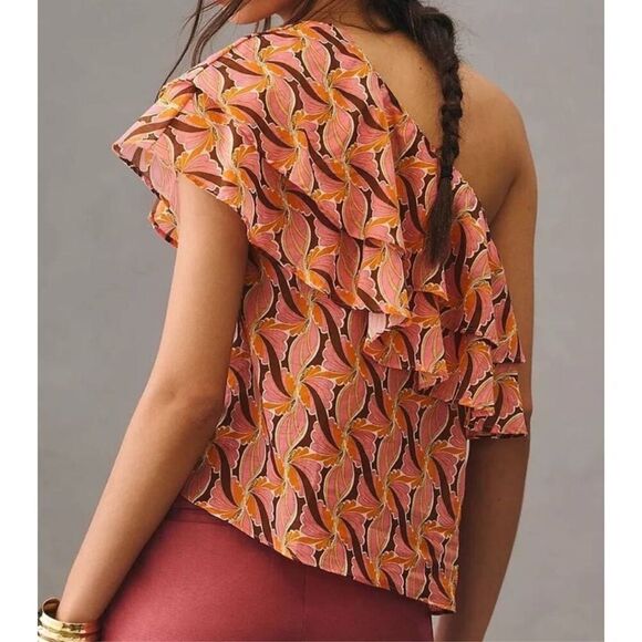 NWT Devotion Twins Platania Ruffled Asymmetric One Shoulder Top, Large $185 - Picture 1 of 9